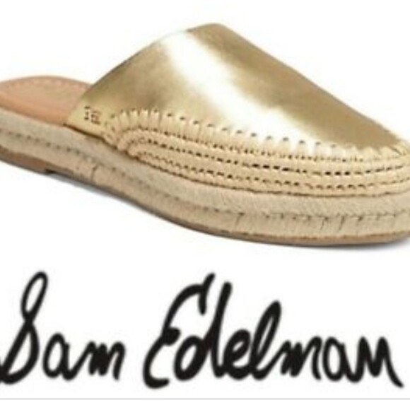 Sam Edelman Shoes - NWOT Sam Edelman Gold Metallic Esprilladres Slides Size 6 1/2